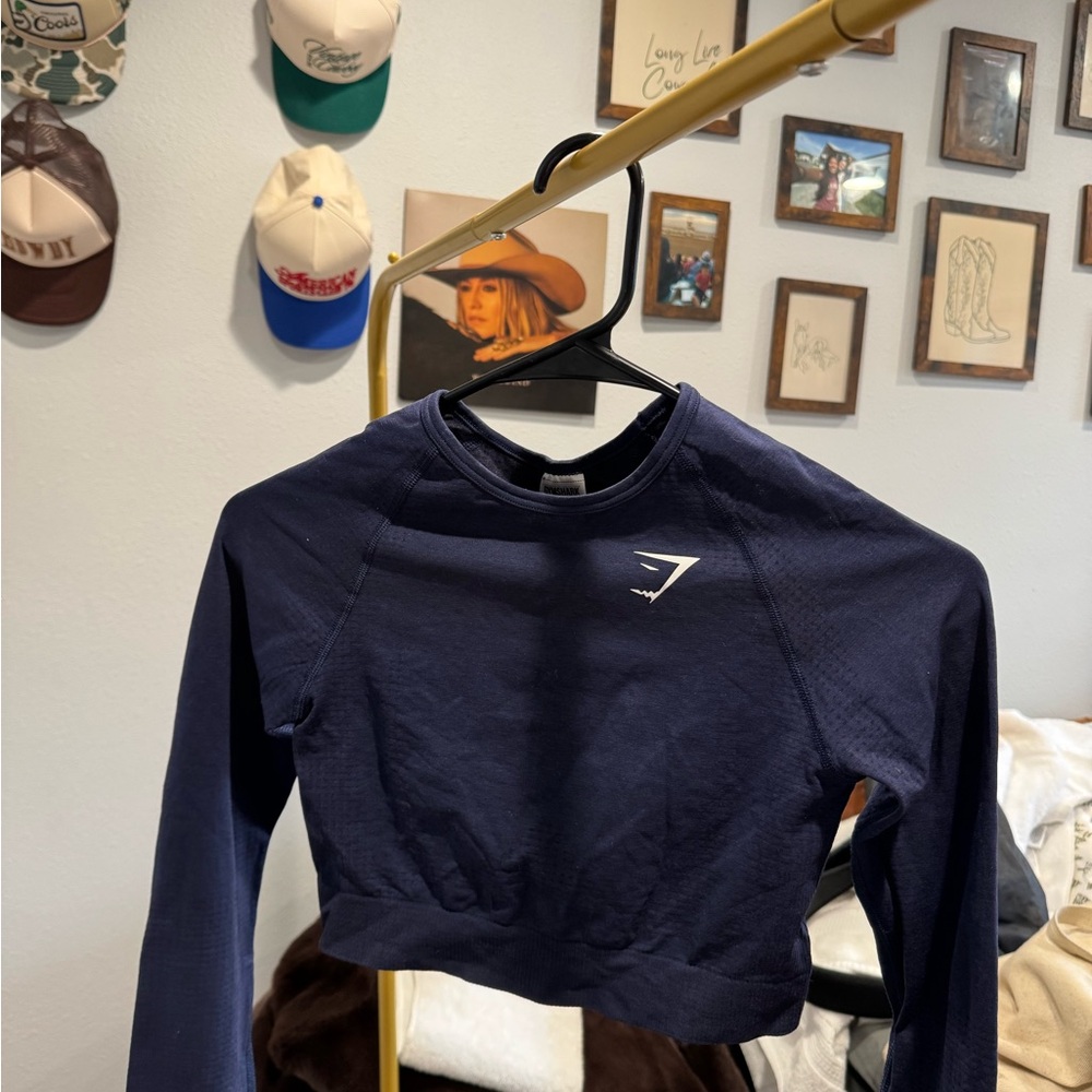 Gymshark Navy Blue Long Sleeve Crop Top